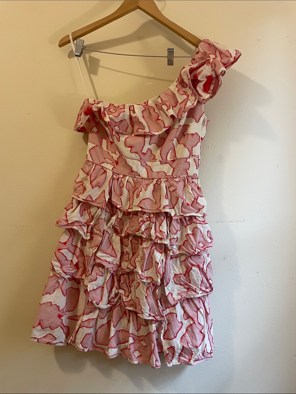 Cynthia Steffe White Dress with Pink and Red Abstract Embroidery
